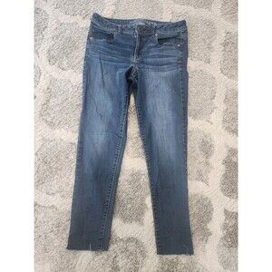 American Eagle Jeans Womens 10 LongBlue Super Skinny Denim Pants Cut Off